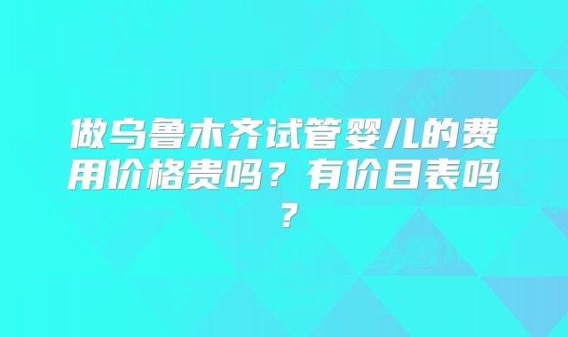 做乌鲁木齐试管婴儿的费用价格贵吗？有价目表吗？