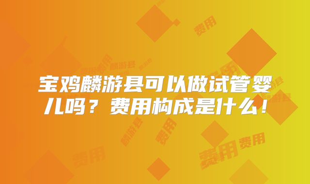 宝鸡麟游县可以做试管婴儿吗？费用构成是什么！