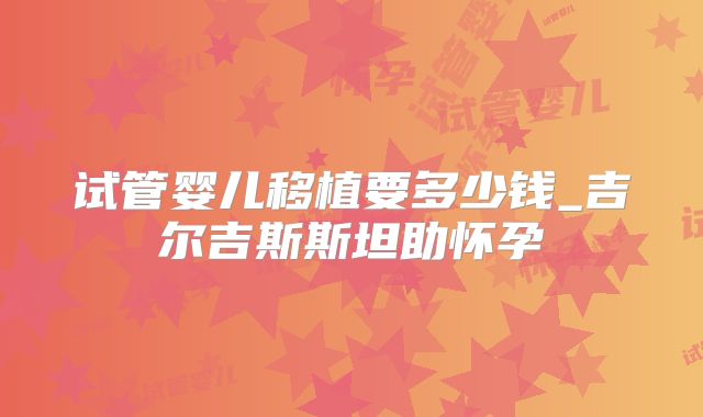 试管婴儿移植要多少钱_吉尔吉斯斯坦助怀孕