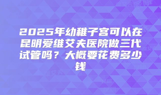 2025年幼稚子宫可以在昆明爱维艾夫医院做三代试管吗？大概要花费多少钱