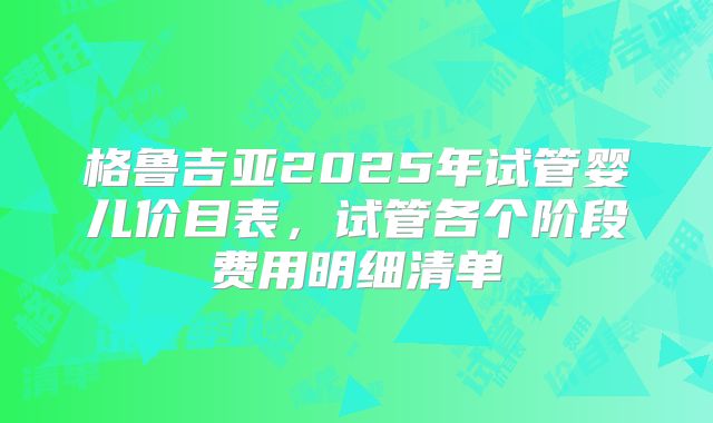 格鲁吉亚2025年试管婴儿价目表,试管各个阶段费用明细清单