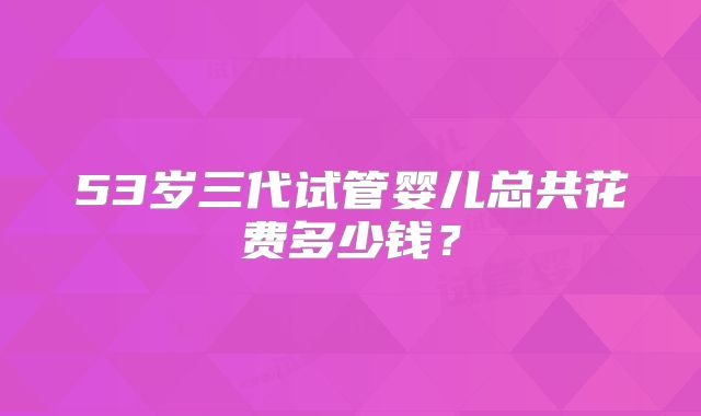 53岁三代试管婴儿总共花费多少钱?