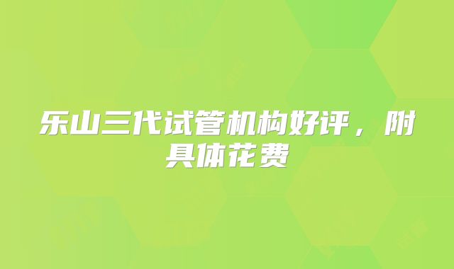 乐山三代试管机构好评,附具体花费