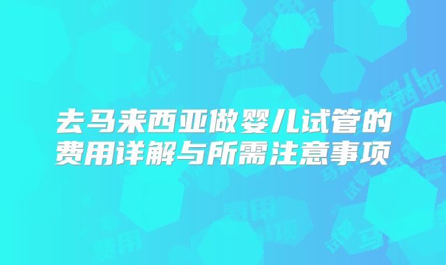 去马来西亚做婴儿试管的费用详解与所需注意事项