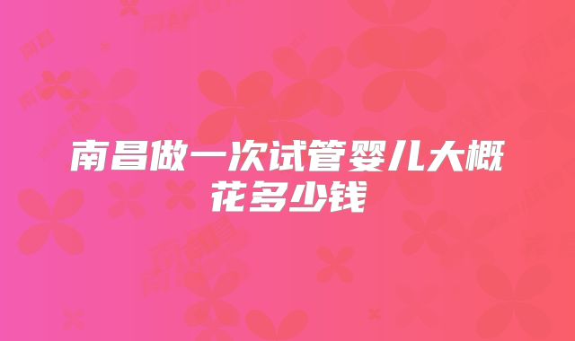 南昌做一次试管婴儿大概花多少钱