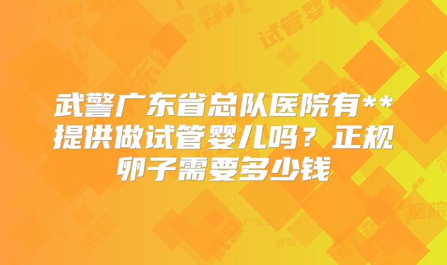 武警广东省总队医院有**提供做试管婴儿吗？正规卵子需要多少钱