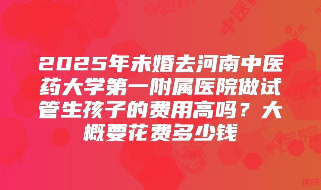 2025年未婚去河南中医药大学第一附属医院做试管生孩子的费用高吗？大概要花费多少钱