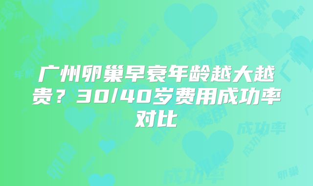 广州卵巢早衰年龄越大越贵?30/40岁费用成功率对比
