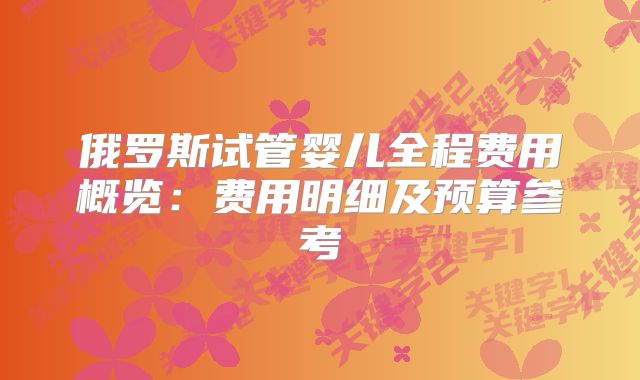 俄罗斯试管婴儿全程费用概览:费用明细及预算参考