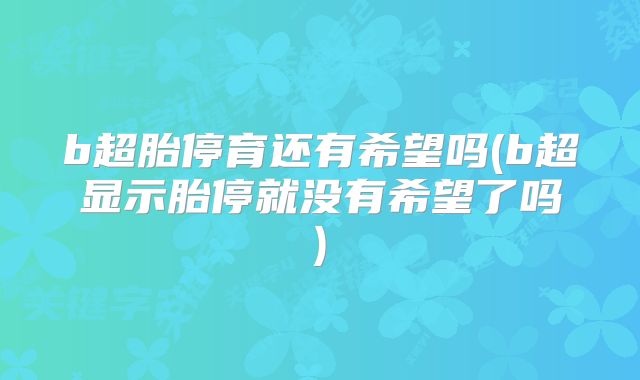 b超胎停育还有希望吗(b超显示胎停就没有希望了吗)