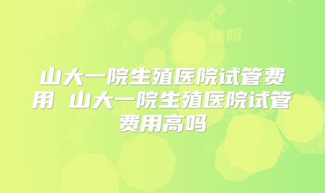 山大一院生殖医院试管费用 山大一院生殖医院试管费用高吗