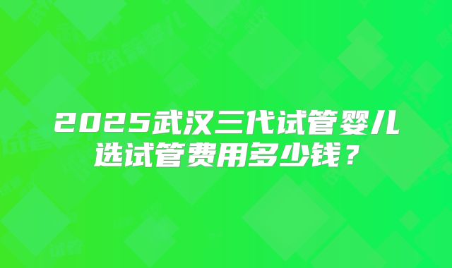 2025武汉三代试管婴儿选试管费用多少钱？