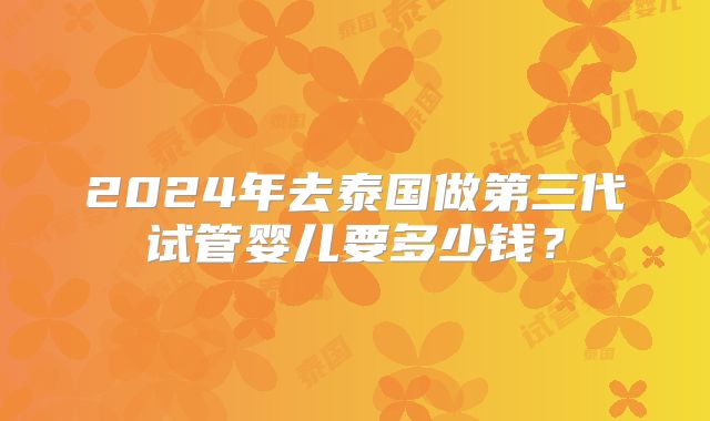 2024年去泰国做第三代试管婴儿要多少钱?