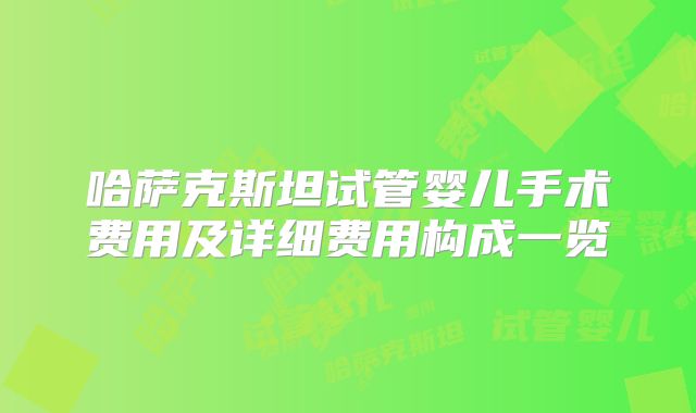 哈萨克斯坦试管婴儿手术费用及详细费用构成一览