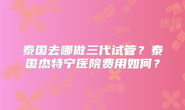 泰国去哪做三代试管?泰国杰特宁医院费用如何?