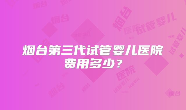烟台第三代试管婴儿医院费用多少？