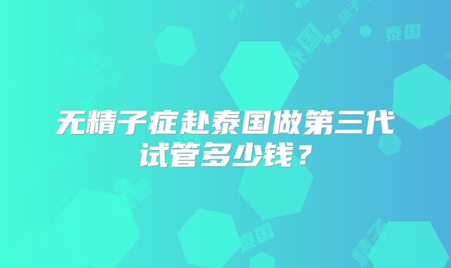 无精子症赴泰国做第三代试管多少钱?