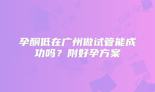 孕酮低在广州做试管能成功吗？附好孕方案