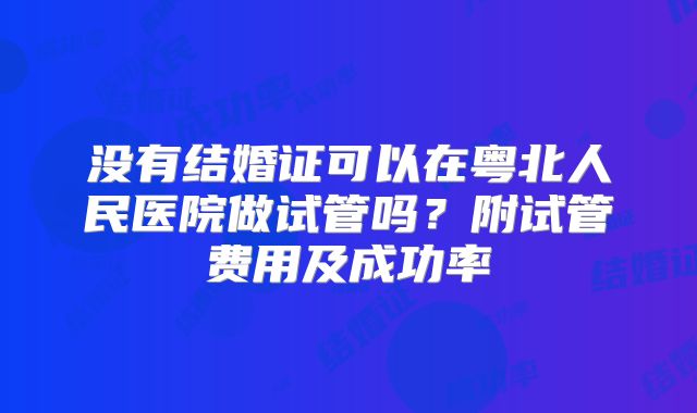 没有结婚证可以在粤北人民医院做试管吗?附试管费用及成功率