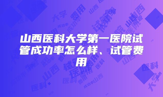 山西医科大学第一医院试管成功率怎么样、试管费用