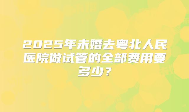 2025年未婚去粤北人民医院做试管的全部费用要多少?