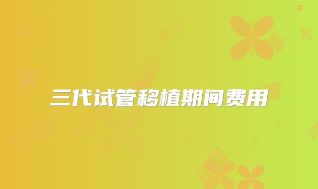 三代试管移植期间费用