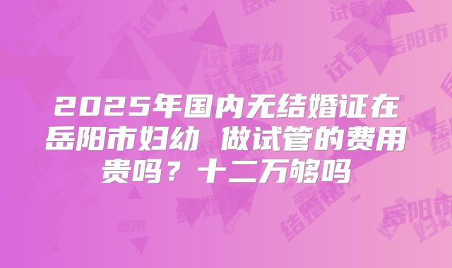 2025年国内无结婚证在岳阳市妇幼 做试管的费用贵吗？十二万够吗