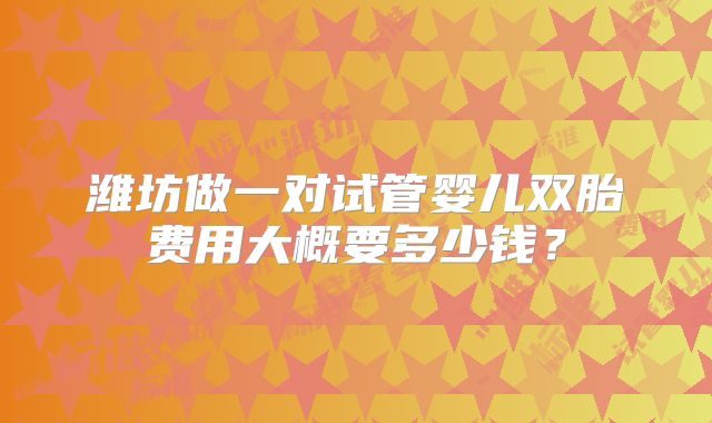 潍坊做一对试管婴儿双胎费用大概要多少钱？