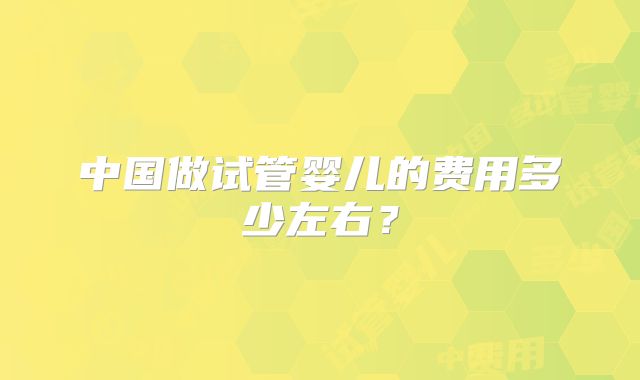 中国做试管婴儿的费用多少左右?