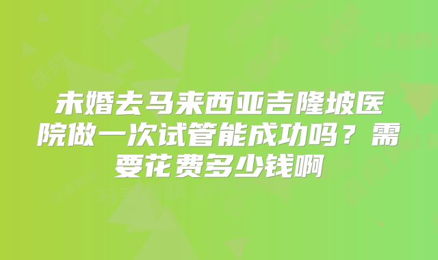 未婚去马来西亚吉隆坡医院做一次试管能成功吗？需要花费多少钱啊