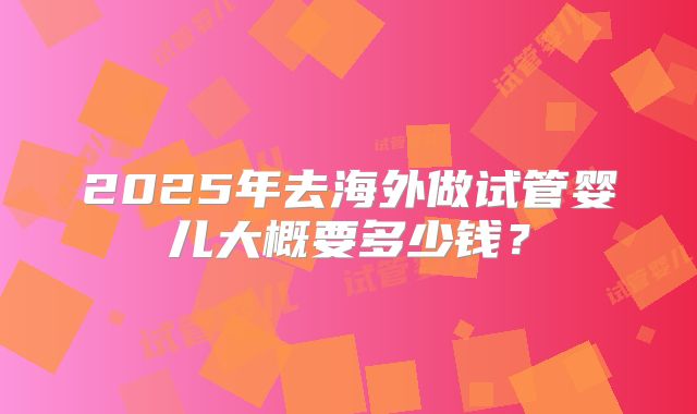 2025年去海外做试管婴儿大概要多少钱？