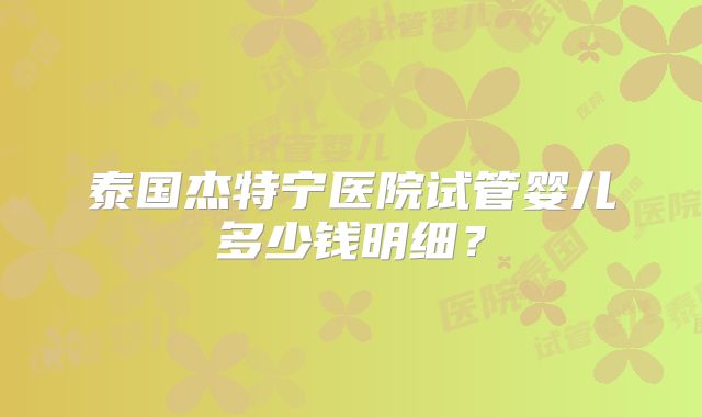 泰国杰特宁医院试管婴儿多少钱明细？