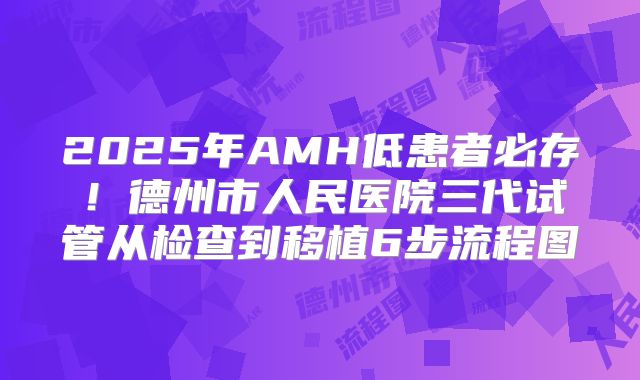 2025年AMH低患者必存！德州市人民医院三代试管从检查到移植6步流程图