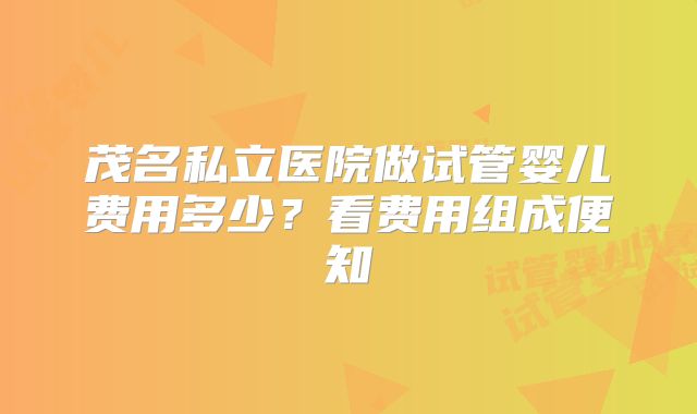 茂名私立医院做试管婴儿费用多少？看费用组成便知