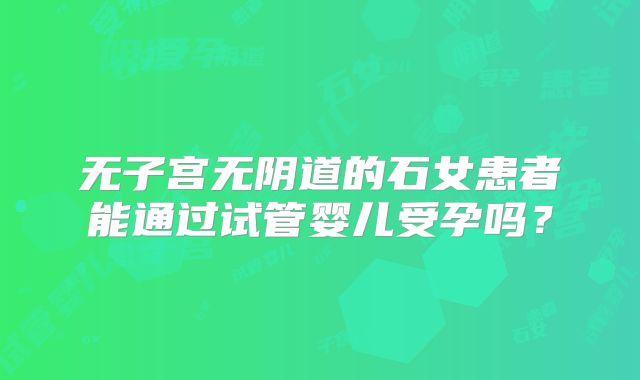 无子宫无阴道的石女患者能通过试管婴儿受孕吗？