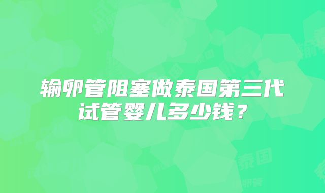 输卵管阻塞做泰国第三代试管婴儿多少钱？