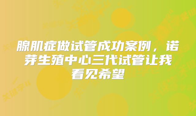 腺肌症做试管成功案例，诺芽生殖中心三代试管让我看见希望