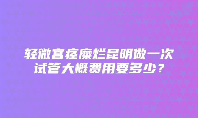轻微宫痉糜烂昆明做一次试管大概费用要多少?