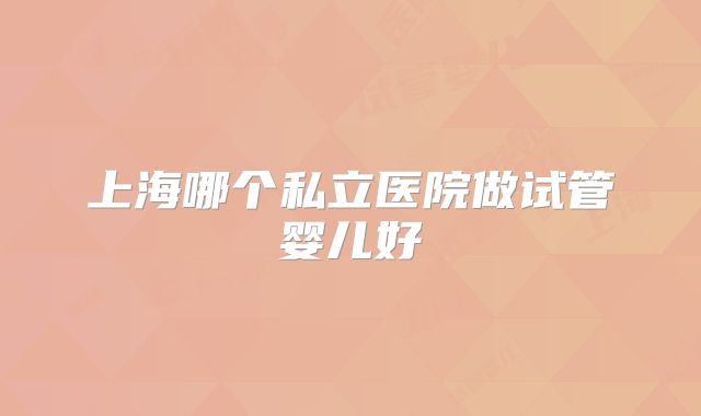 上海哪个私立医院做试管婴儿好