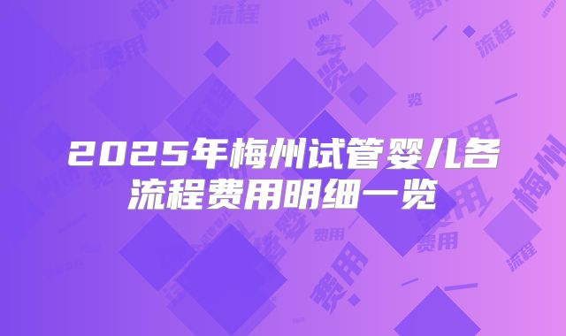 2025年梅州试管婴儿各流程费用明细一览