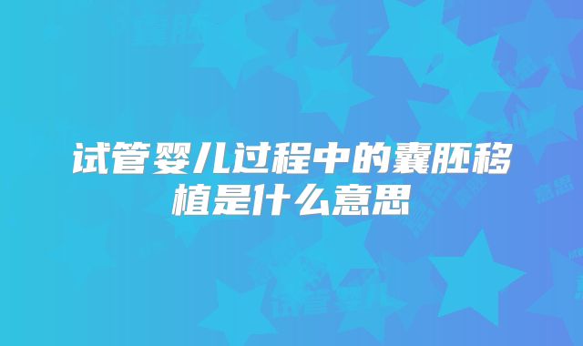 试管婴儿过程中的囊胚移植是什么意思