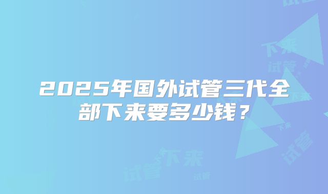 2025年国外试管三代全部下来要多少钱？