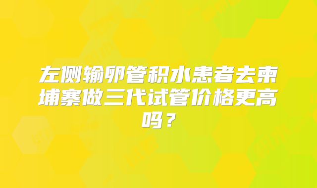 左侧输卵管积水患者去柬埔寨做三代试管价格更高吗?