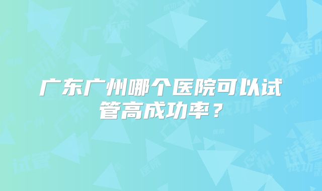 广东广州哪个医院可以试管高成功率？