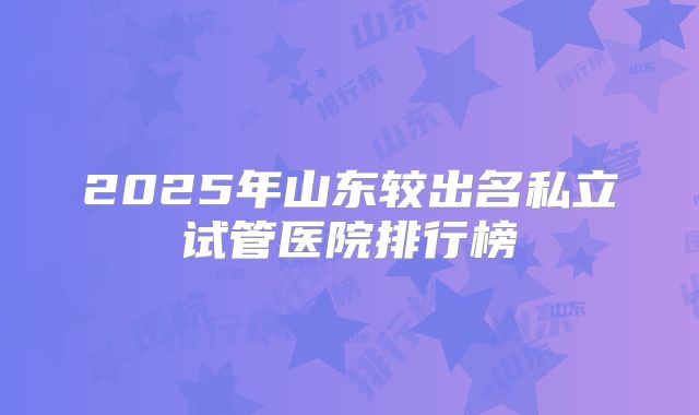 2025年山东较出名私立试管医院排行榜