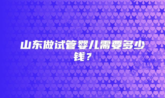 山东做试管婴儿需要多少钱？