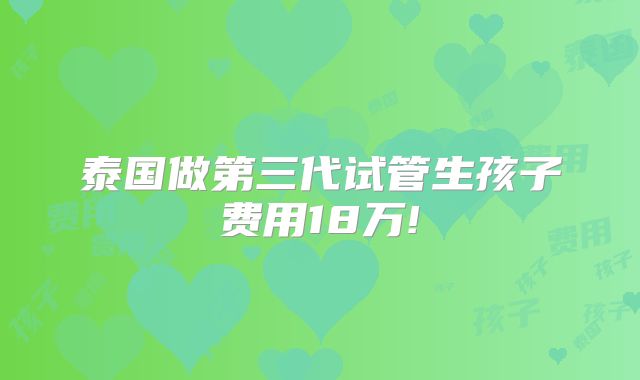 泰国做第三代试管生孩子费用18万!