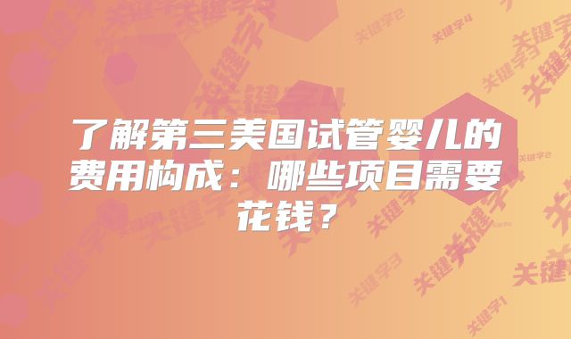 了解第三美国试管婴儿的费用构成：哪些项目需要花钱？