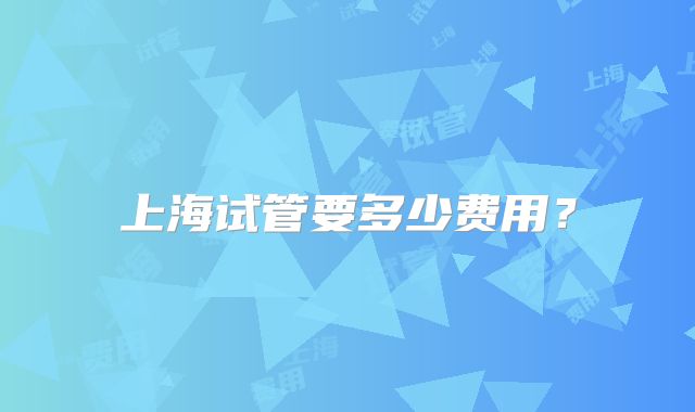 上海试管要多少费用？