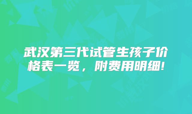 武汉第三代试管生孩子价格表一览,附费用明细!